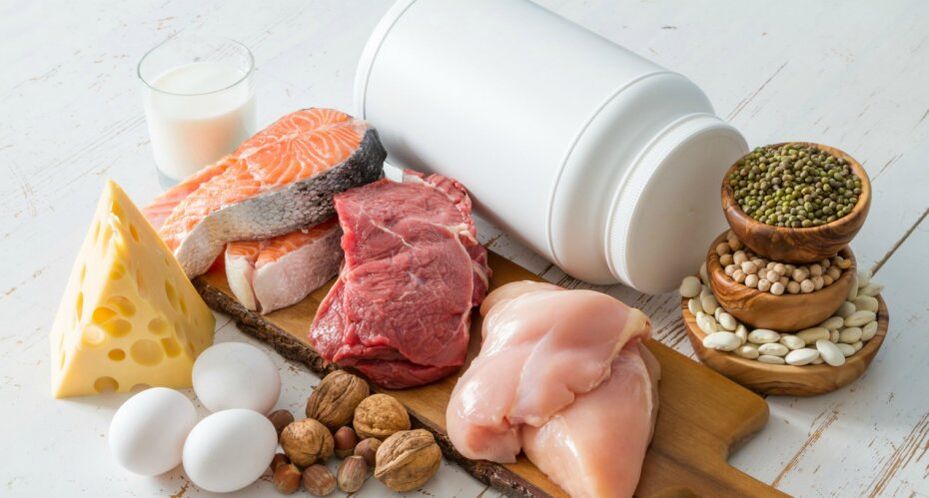 Verschidde Protein Liewensmëttel
